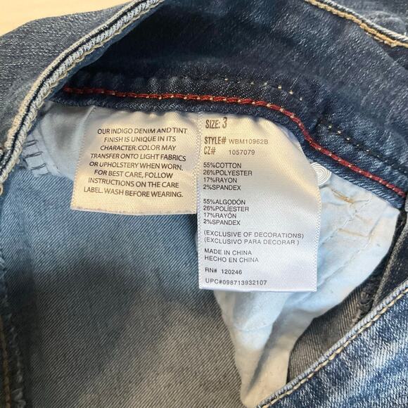 Wall Flower Women Flared Jeans size 3 Blue MidRise Stretch Boot Cut Indigo Denim - Picture 9 of 12